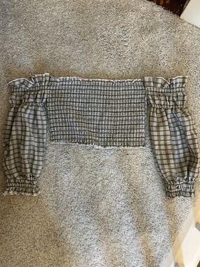 NA-KD smocked gingham plaid crop top